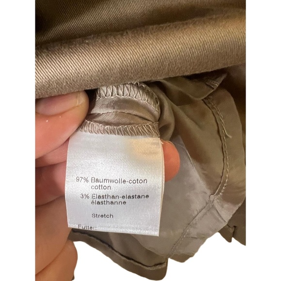 Akris Punto Khaki Front Pleat Knee Length Cotton Blend Skirt Womens Size Small - Picture 3 of 10